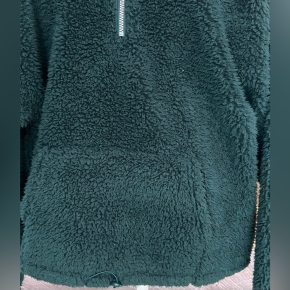 Cozy Softest Sherpa Half Zip Pullover Green women’s size Large - Picture 2 of 6